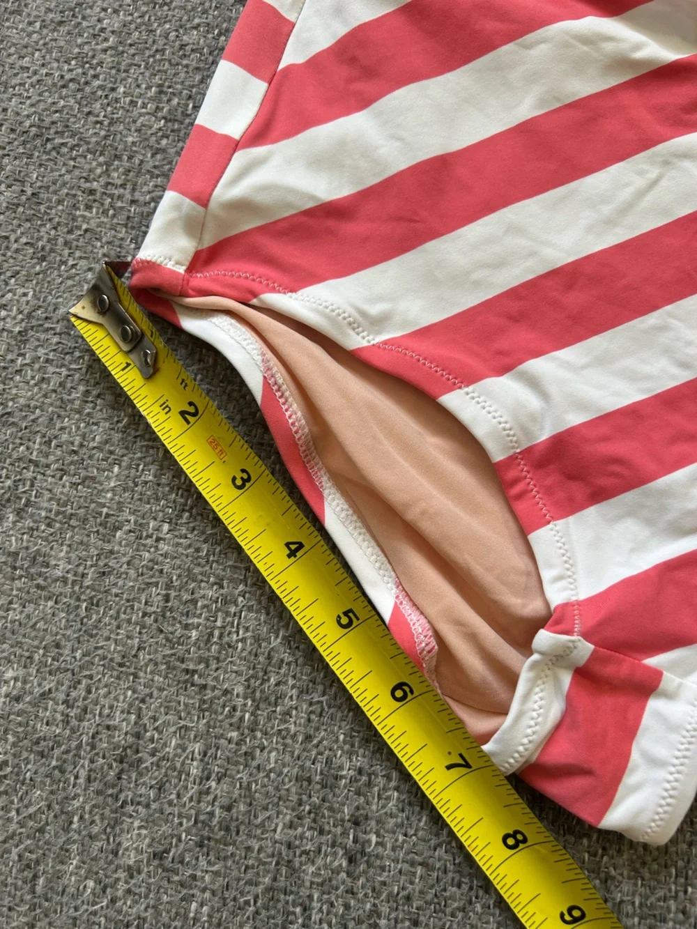 J. Crew Striped Coral and White Two-Piece Bikini Set | Size XS
